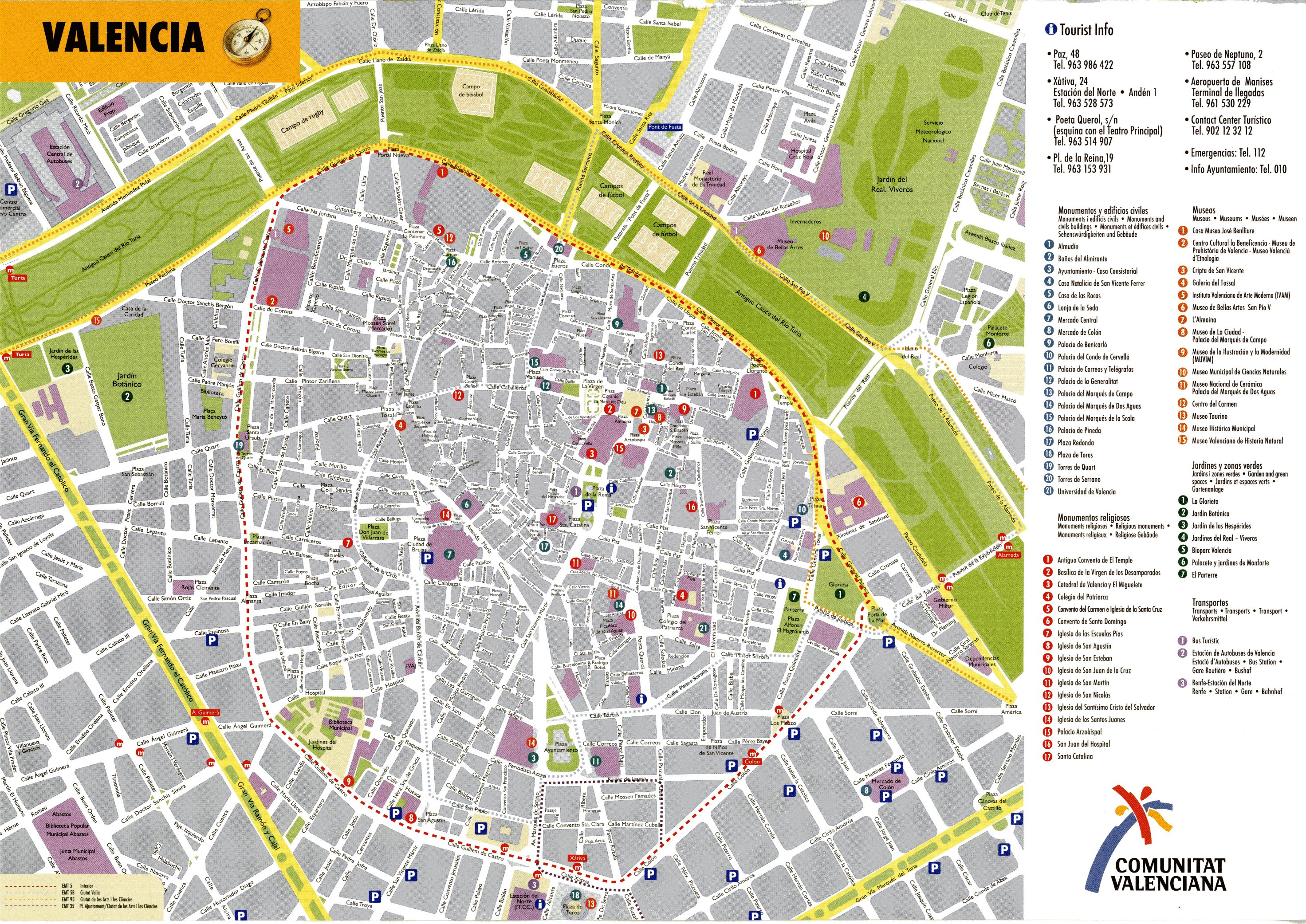 Mapa del centro de Valencia - España